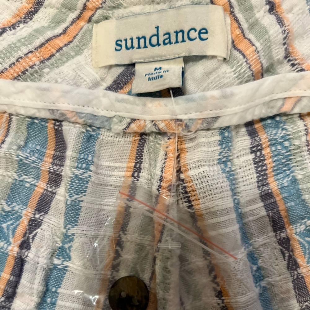 Sundance Gigi Pants - Striped Women's Straight Leg - Blue, Peach, Cream, NWOT, M - Picture 8 of 9